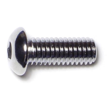 Midwest Fastener 3/8"-16 Socket Head Cap Screw, Button, Chrome Plated Steel, 1 in Length, 10 PK 74215